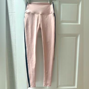Blush pink SPLITS 59 athletic legging with black side stripe, size small.